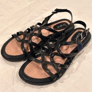 B.O.C. Born Women's Sandals Size 8 Black Slingback Thong Flip Flop Strappy Flat